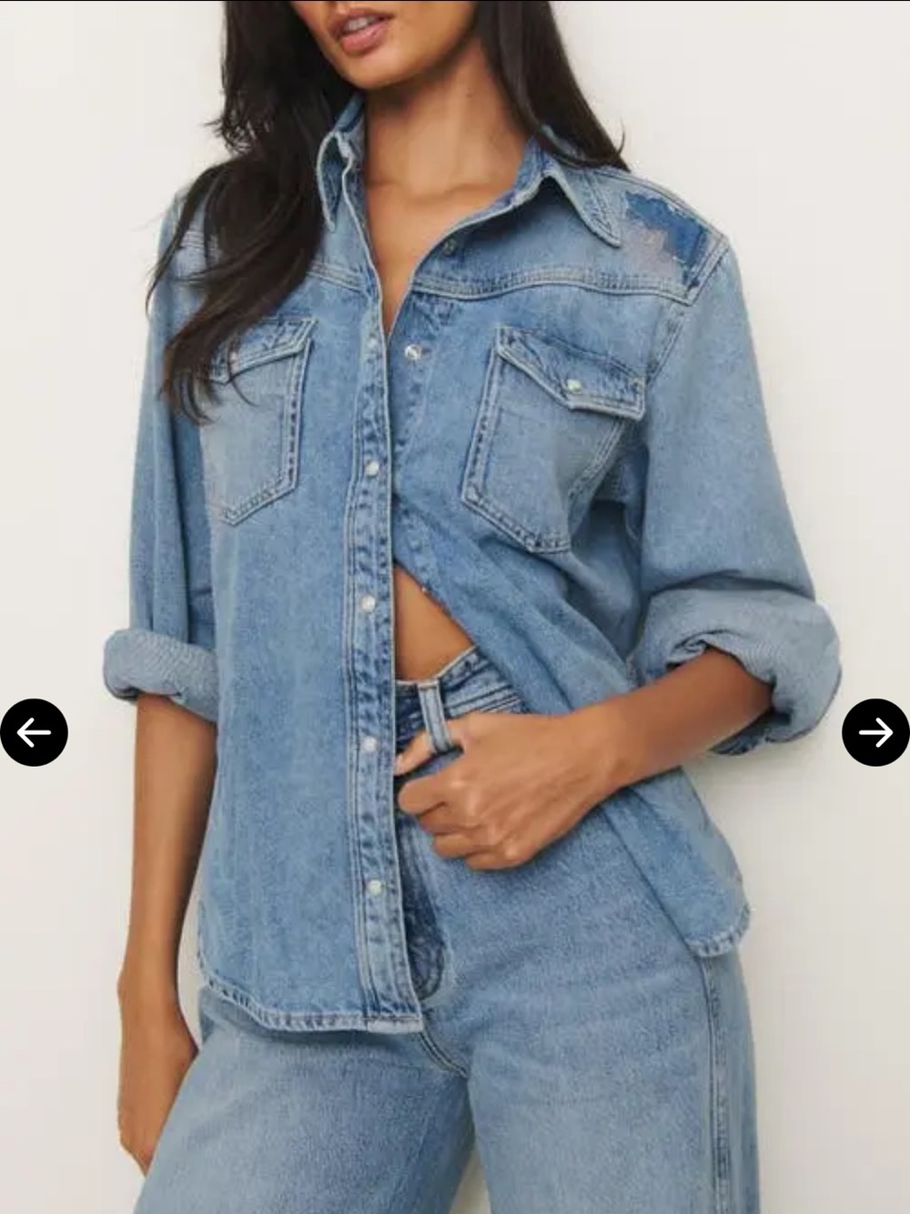 LIKE NEW REFORMATION Deeper Well Denim Shirt, Sanders, size XS